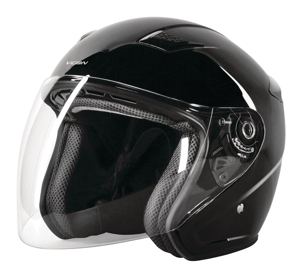 VCAN Copper Road Helmet with Visor, Gloss Black, Assorted Sizes K3