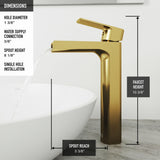 VIGO Amada Single Handle Vessel Sink Bathroom Faucet, Matte Brushed Gold