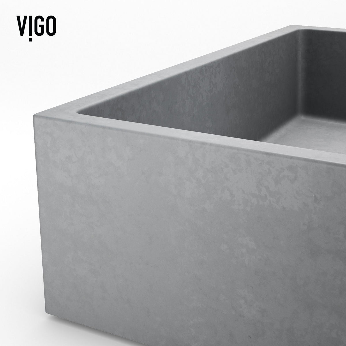 VIGO Coca Gothic ConcretoStone Grey Bathroom Sink/Basin Set with Cass Faucet and Rectangular Vessel
