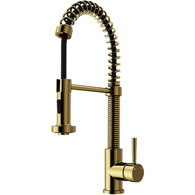 VIGO Edison Single Handle Pull Down Sprayer Kitchen Faucet, Matte Gold Q8