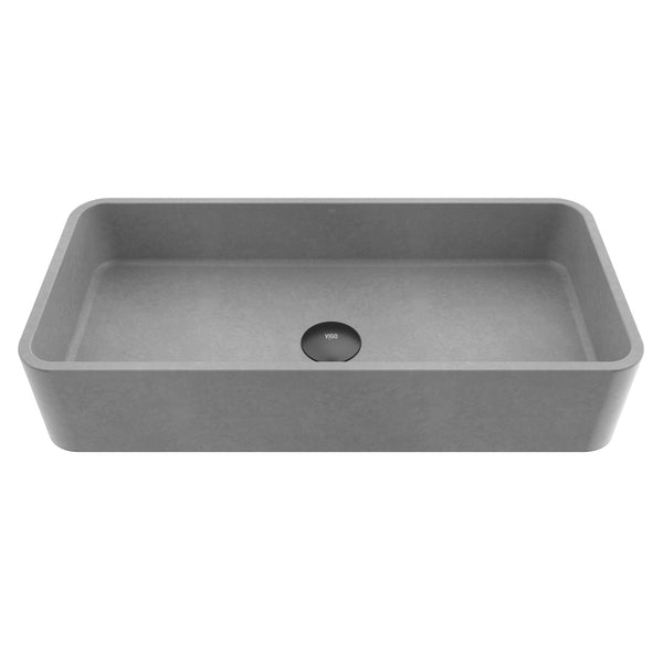 VIGO Palazzo Gothic ConcretoStone 24x11-in Deep Grey Bathroom Sink/Basin with Rectangular Vessel V0