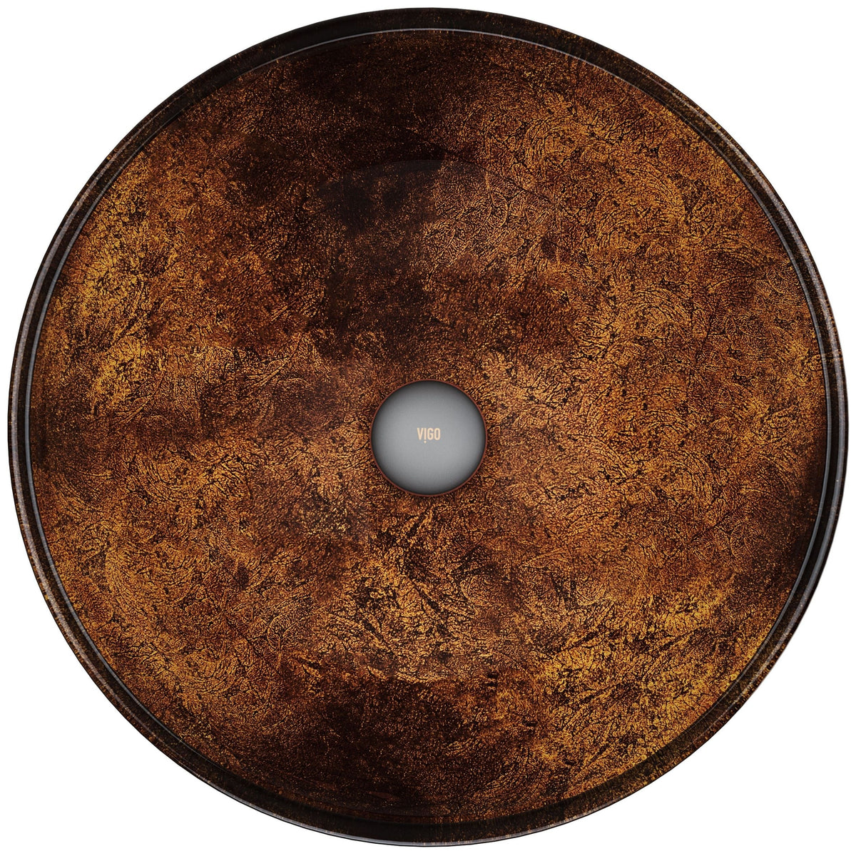 VIGO Round Glass Vessel Bathroom Sink/Basin with Deep Bowl, Russet