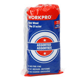 Workpro Steel Wool Pads For Multi-Surface Smoothing & Cleaning, Assorted Grade Pack, 15-pk