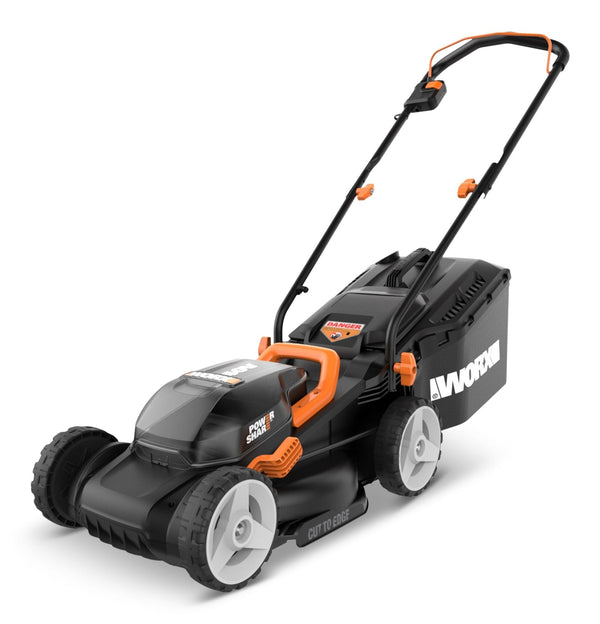 Worx WG934 Power Share 2x20V 2-in-1 Combo Kit, WG779 40V Cordless Mower, 14-in + WG163.9 20V Cordless Grass Trimmer/Edger, 12-in E6